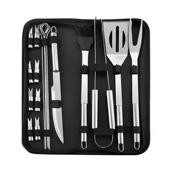 

18Pcs Stainless Steel BBQ Tools Set Barbecue Grilling Utensil Accessories Camping Outdoor Cooking Tools Kit BBQ Utensils