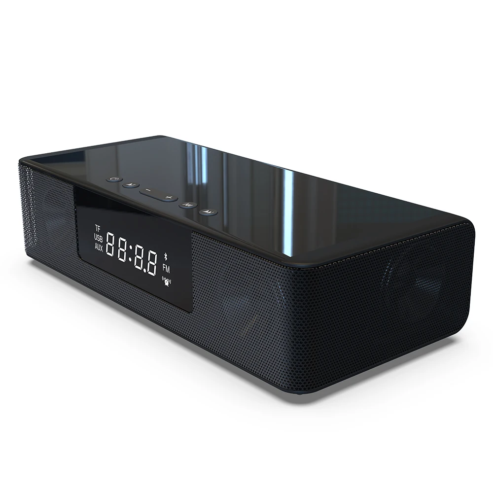 2 в 1 10 Вт беспроводная быстрая зарядка Bluetooth динамик часы/FM радио светодиодный