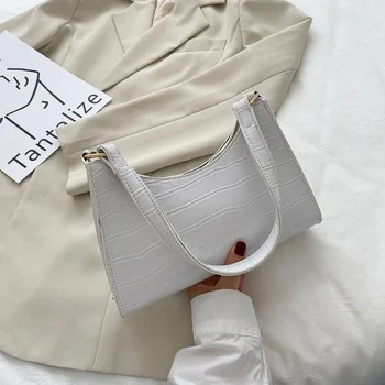 

Small bag female 2020 new crocodile pattern baguette texture simple and fashionable one-shoulder armpit bag