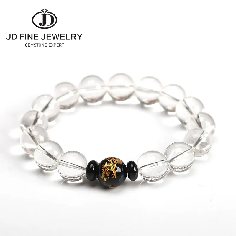 Браслет JD Classic с натуральными белыми кварцевыми бусинами персонализированный