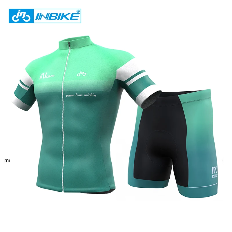

INBIKE Men's Short Sleeve Cycling Jersey Set Gel Pad Breathable Cycling Clothing Summer MTB Bike bicicleta ropa ciclismo