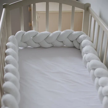 

3M Baby Crib Bumper Knotted Woven Plush Pure Cotton Cradle Decoration Newborn Gift Pillow Cushion Bed Safe Sleep Protection Rope