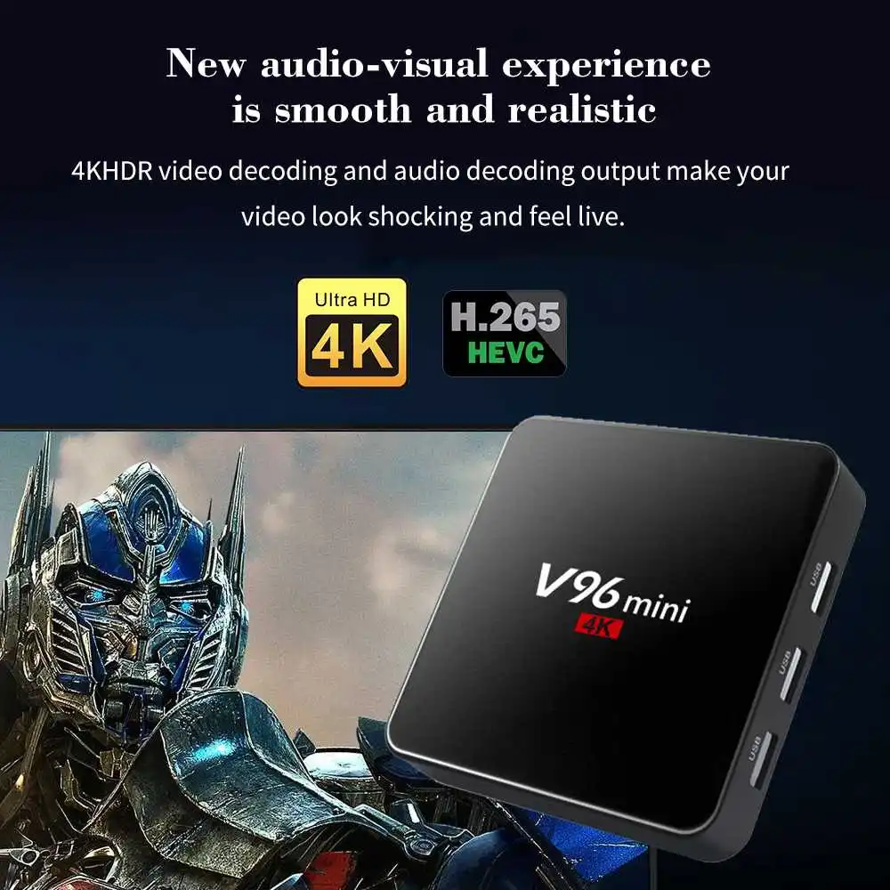 TV Box HD 4K H.265 Android 7,1 Allwinner H3 4 ядра компьютерной приставки к телевизору 2+ 16 Гб поддерживает YouTube Netflix WI-FI 1,5 ГГц приставка h96