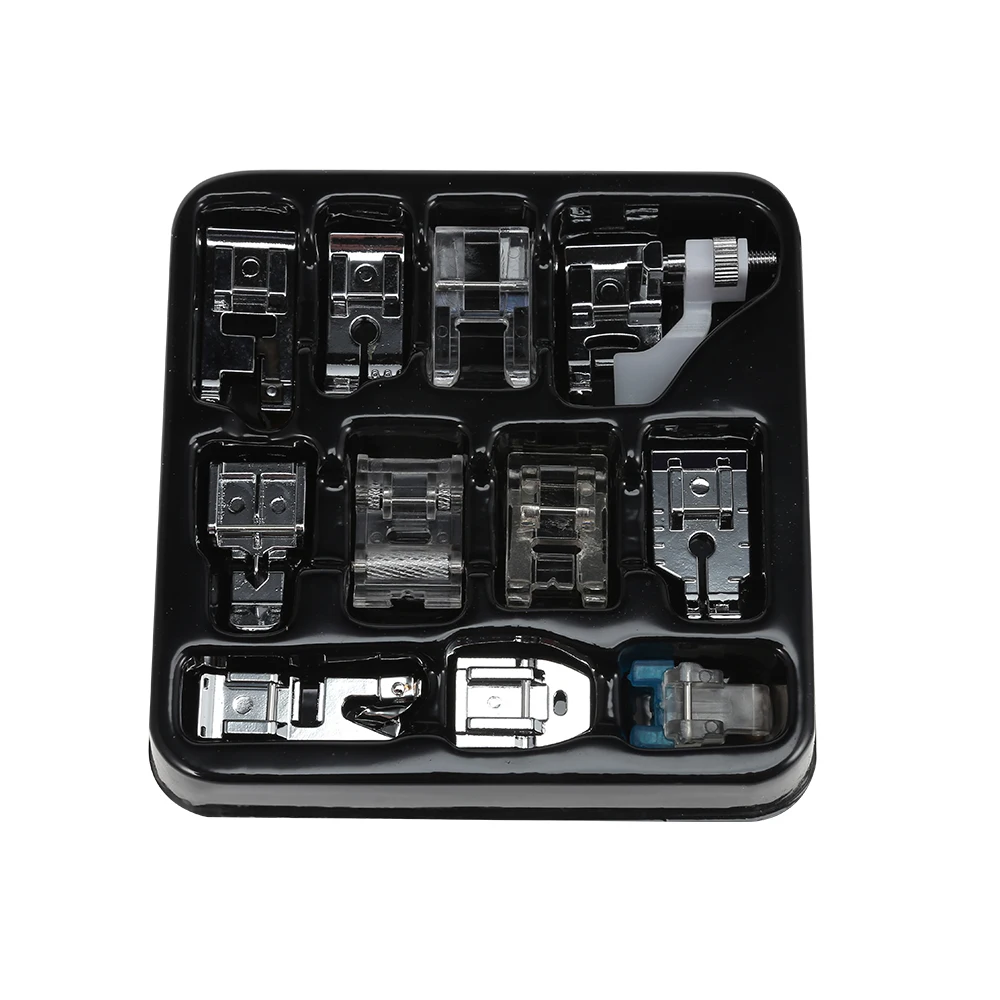 

DIY Domestic Sewing Machine Presser Foot Straight Stitch 11PCS/Set Quilting 3mm Roll of Lace Zipper Low Shank Tools Compact Kit