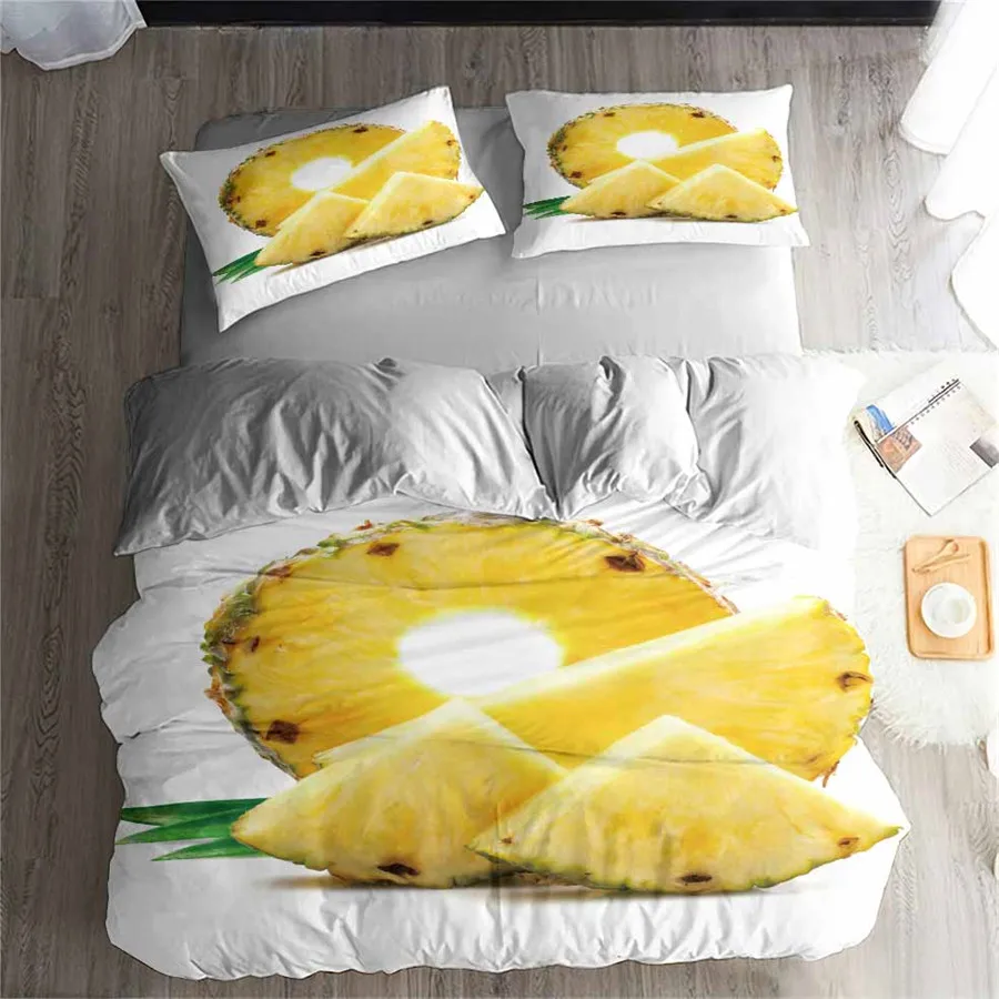 3D Bedding Set Pineapple Print Duvet cover set Twin queen king lifelike