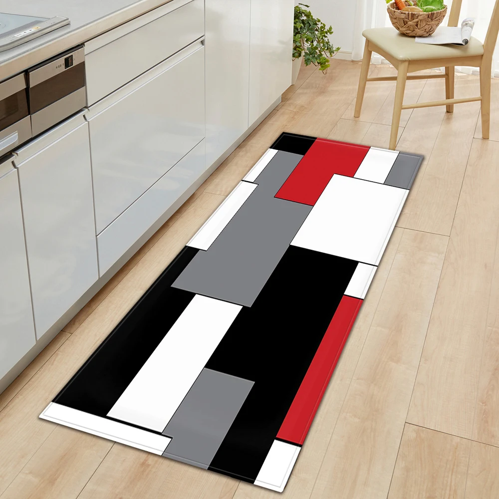 modern Kitchen Mat Long Strip Bedroom Entrance Doormat 3D Pattern Home
Floor Decoration Living Room Carpet Bathroom Non-Slip Rug
