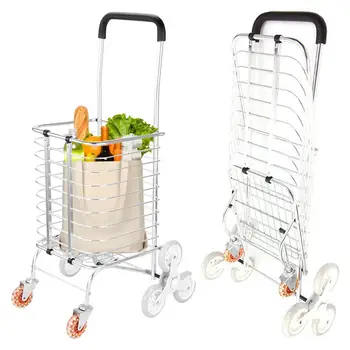 

Foldable Aluminum Alloy Shopping Cart Portable Climbing Trolley Luggage Cart Large Capacity Supermarket Shopping Cart 40a