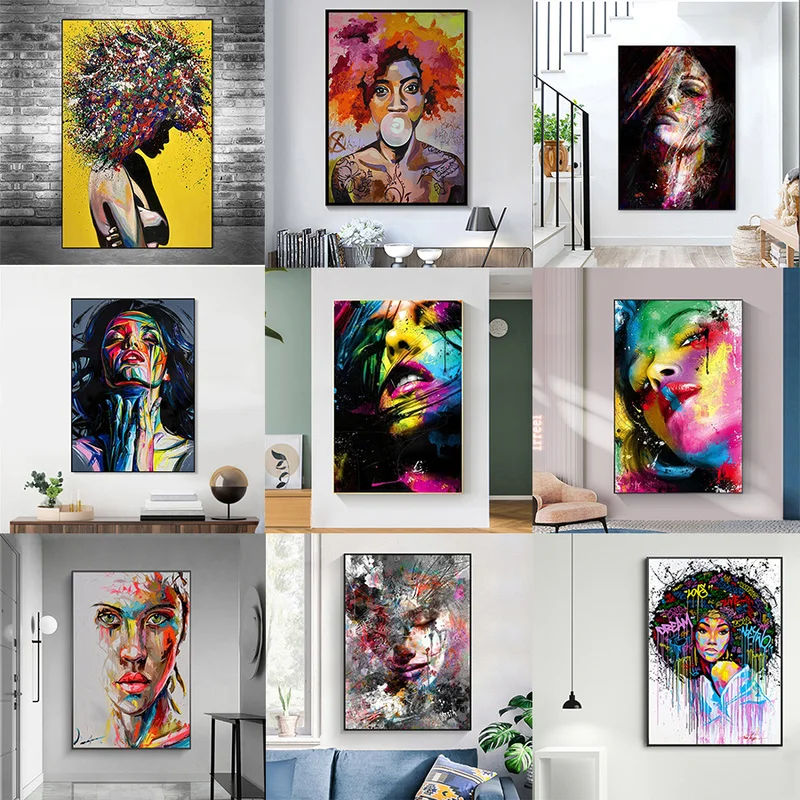 Abstract-Graffiti-Art-Woman-Face-Canvas-Painting-Posters-and-Prints-Street-Wall-Art-Picture-for-Living