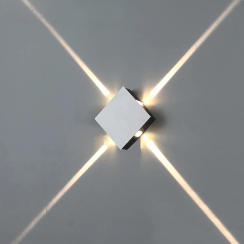 6 Вт/12 Вт светодиодный настенный светильник для помещений, алюминиевый крестообразный настенный светильник, поверхностный монтаж, Круглый/кубический светодиодный светильник, декоративный светильник для сада, крыльца - Цвет абажура: Square