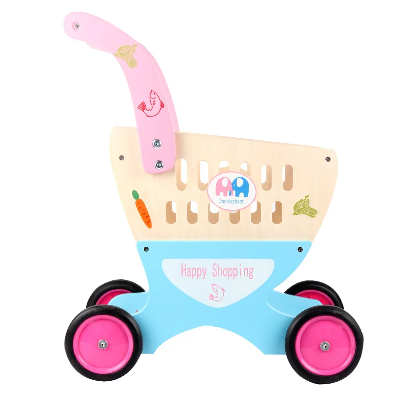 

Youlebi Play House Emulate Toy CHILDREN'S Shopping Cart Safe Fun CHILDREN'S Wooden Toy