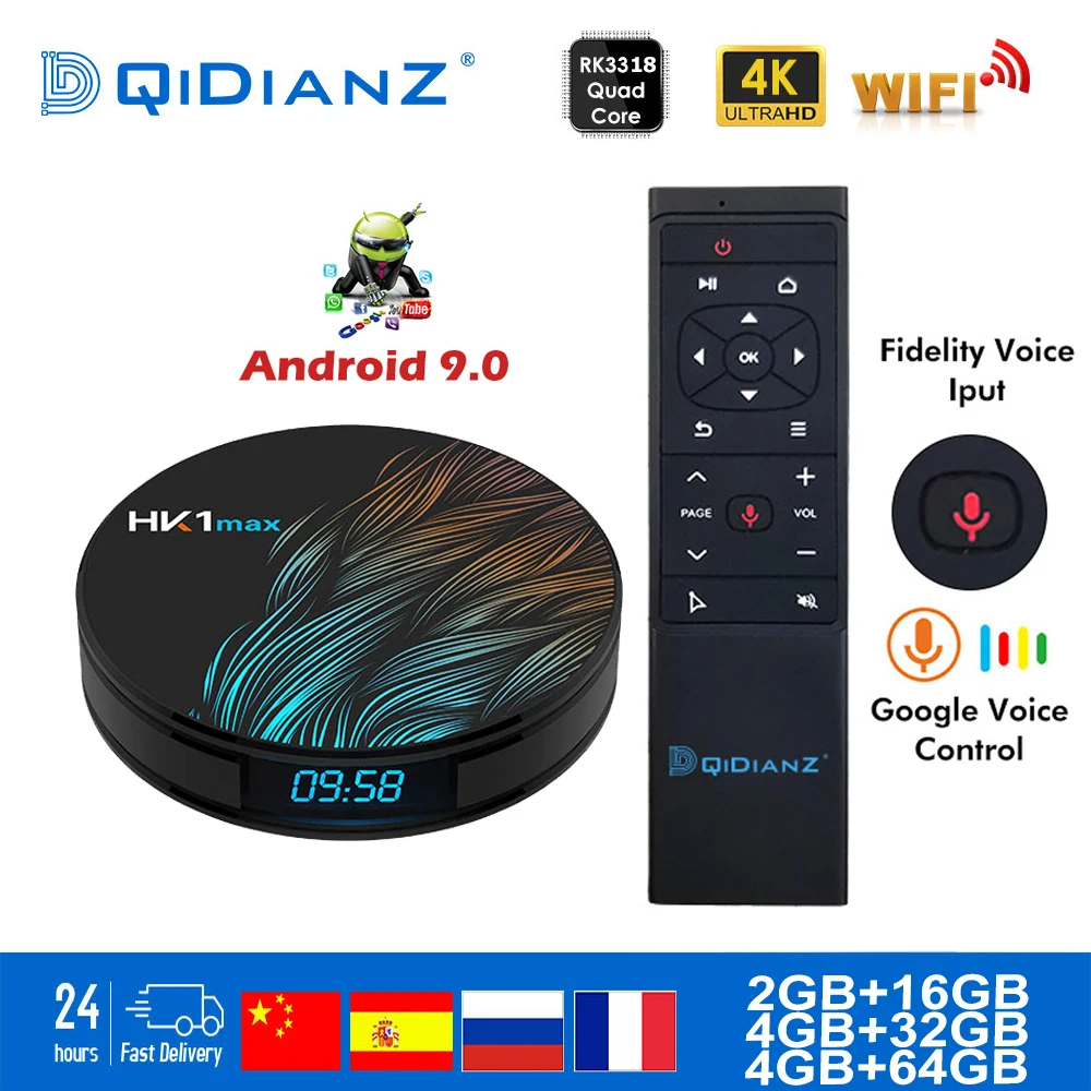 Smart tv box HK1MAX Android 9,0 2,4G/5G Wifi BT 4,0 RK Четырехъядерный 4K 1080P Full HD hk1 max приставка Netflix KD плеер