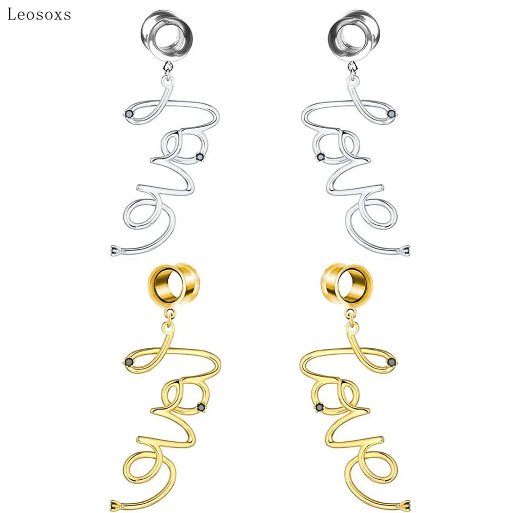 

Leosoxs 2pcs European and American New English Love Letter Ear Amplifying Piercing Jewelry