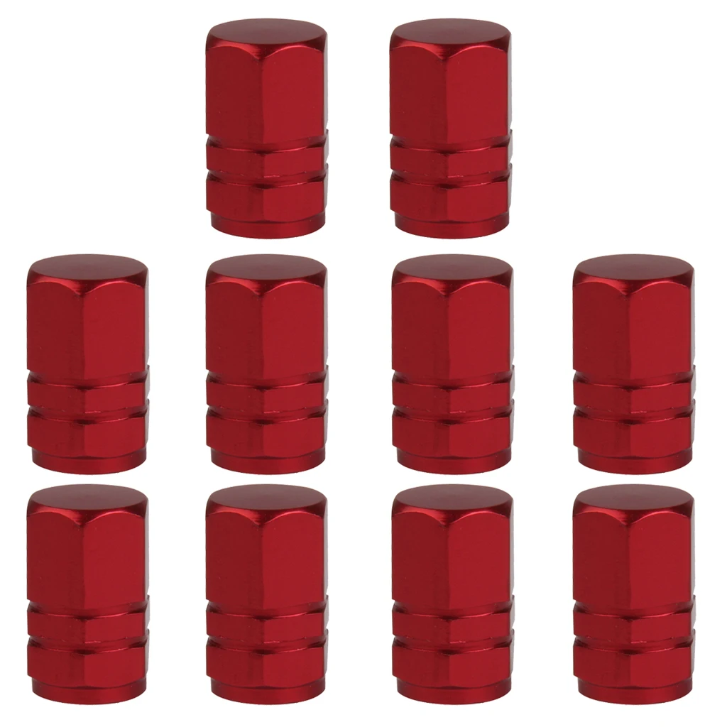 10 Pieces Car Motorcycle Tire Schrader Valve Cap Truck Valve Cap - Red