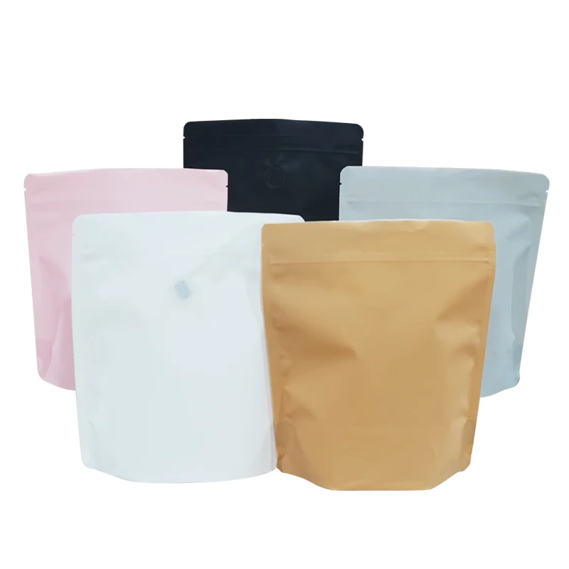 

100% Recoverable Eco-Friendly Material Coffee Bean Packaging Bags Stand Up Heat Seal Gusset Bag With Valve Kraft Paper 1/2lb