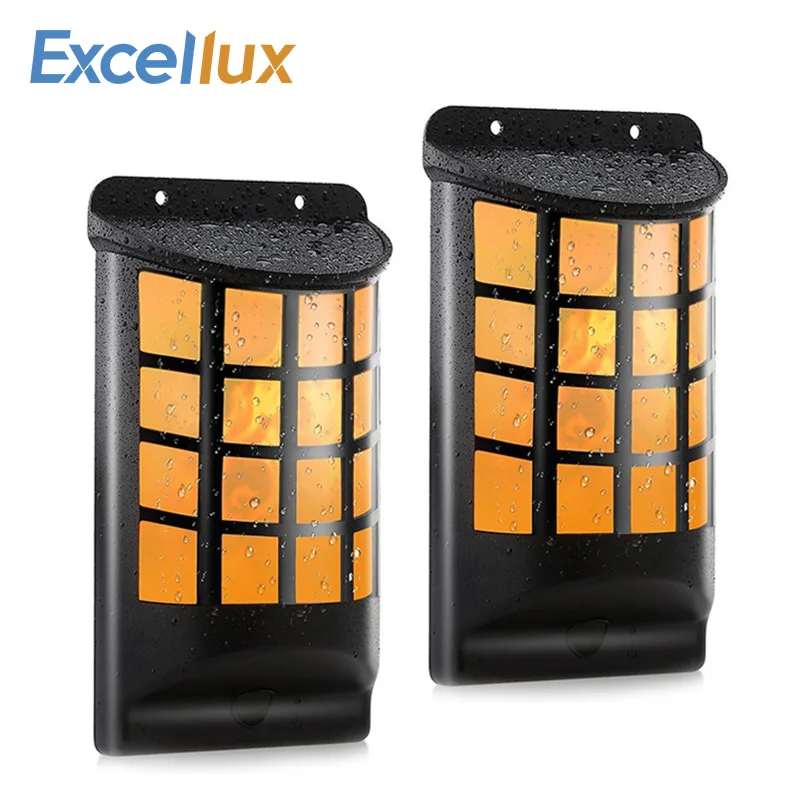 

2pcs/lot Led outdoor solar light 66 Leds Solar flickering flame Light Outdoor Landscape Lamp Wall Solar Power Fence Garden Light