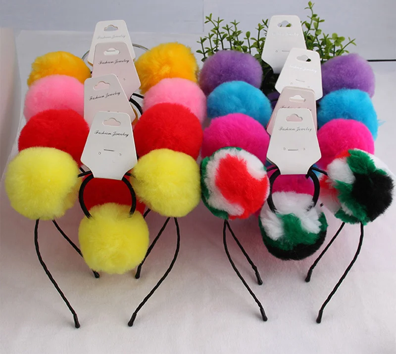 Mix pom hairband 12 шт./лот, блестящие вечерние ободки для волос в виде единорога, пластиковый обруч для головы, блестящий ободок для волос в виде кошачьих ушей, ободок для волос для девочек, ободок для волос, аксессуары для волос - Цвет: Mix pom hairband