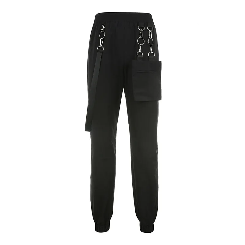 Techwear модные женские брюки карго с карманом и пряжкой на ремне повседневные Черные танцевальные хип-хоп Рок брюки