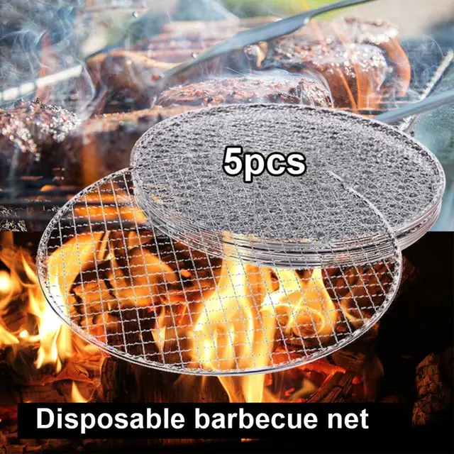5Db/Beállított Kerek Eldobható Bbq Grill Rack Sült Nettó Rostos Grillező Serpenyő