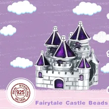 WOSTU 925 пробы Серебряный сказочный замок бусины фиолетовый талисманы подходят браслет кулон для женщин S925 ювелирные изделия подарок FNC122