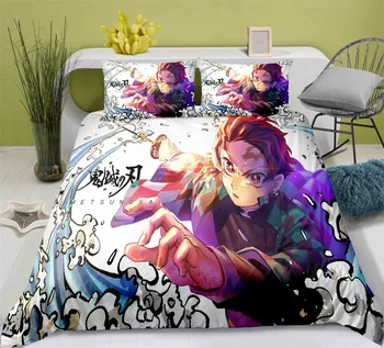 

Devil's Blade Anime Home Textile Pillow Case Quilt Demon Slayer Kimetsu No Yaiba Kamado Tanjirou Nezuko Home Decor Bedding Set