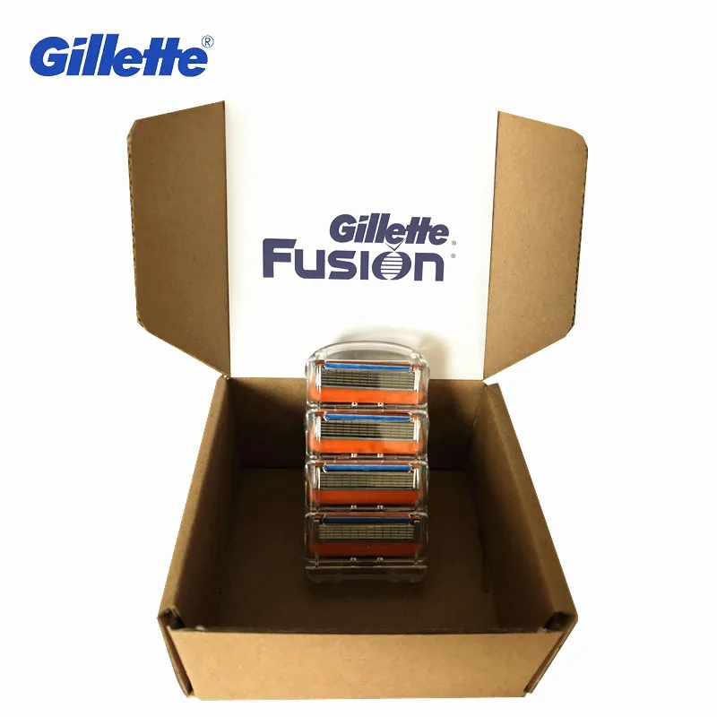 Original Gillette Fusion 5 Layer Blade 4pcs Replaceable Cassettes Shaving Fusion Cartridge Fusion Removable Razor Blades for Men