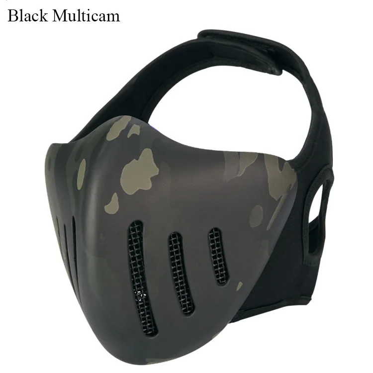 Тактическая полумаска для лица, защитная маска для охоты на Хэллоуин, косплей CS, маска для лица, военная маска для страйкбола, пейнтбола - Цвет: bk multicam