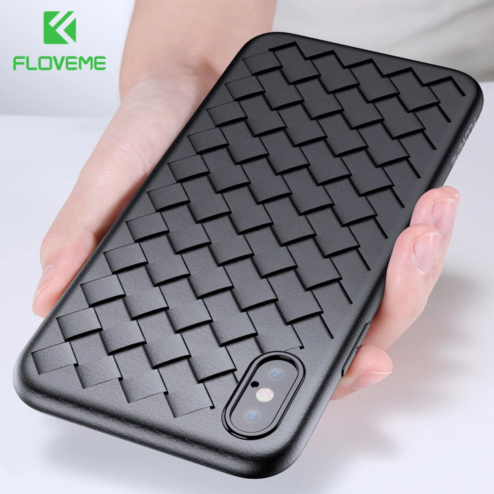 

FLOVEME Soft Phone Case For iPhone X 7 8 Luxury Grid Cases For iPhone 7 8 Plus X XR XS Max Soft Silicone Back Cover Coque