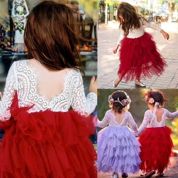 

Lace Girls Dress Baby Children Clothing Tutu Cake Smash Kids Party Dress for Girl Clothes Wedding Gown 3-8ys Vestidos Robe Fille