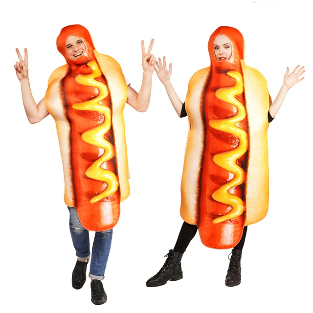 Hot Dog Food Costume Fancy Dress Adult Halloween Party Funny Dress One Size 
