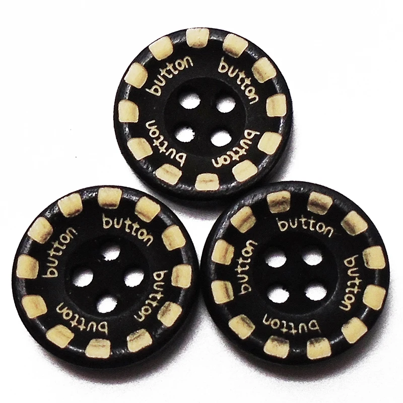 

ZIEENE 300PCs-1000PCs Black Laser Button Words Wooden Buttons 4 Holes 18mm Sewing Diy Scrapbooking Crafts For Clothes Handmade