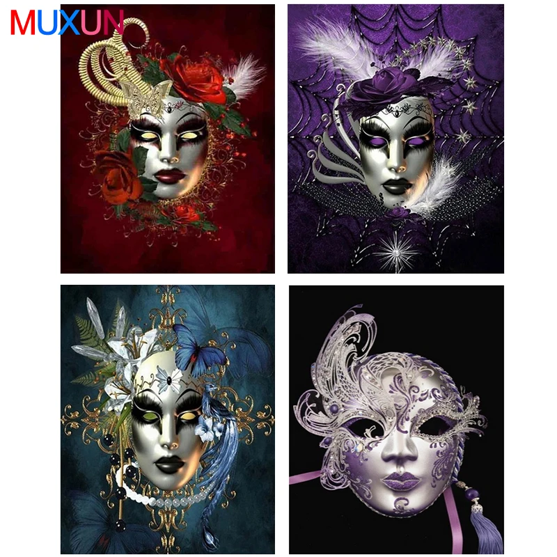 

Muxun 5D Diy Diamond Painting Girl Mask Cross Stitch Embroidery Christmas Gift Home Decoration Gift Handmake Rp553
