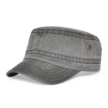 VOBOOM Military Hats Men Women Stylish Summer Autumn Washed Cotton Army Cap Flat Top Hat with Air Hole 162