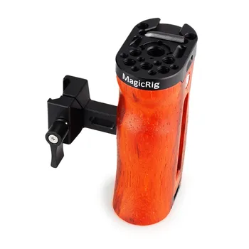 

MAGICRIG Adjustable Wooden Handle Grip Universal Side NATO Handle with Cold Shoe Mount for A7RIII A7III BMPCC 4K /6K Camera Cage