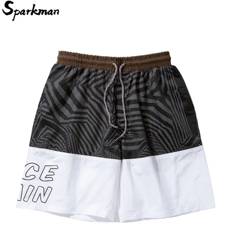 

Color Block Patchwork Shorts Summer 2019 Mens Hip Hop Jogger Short Casual Elastic Waist Sweatpants Pocket Fashion Streetwear