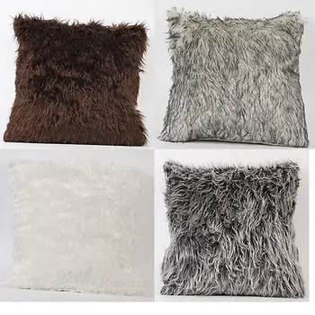 

Fur Plush Throw Pillow Cases Cover Home Decor Car Furry Sofa Waist Cushion Cover