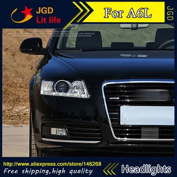 

Car styling LED HID Rio LED Audi A6L A6 headlights Head Lamp case for Audi A6L A6 headlight 2009-2011 Bi-Xenon Lens low beam