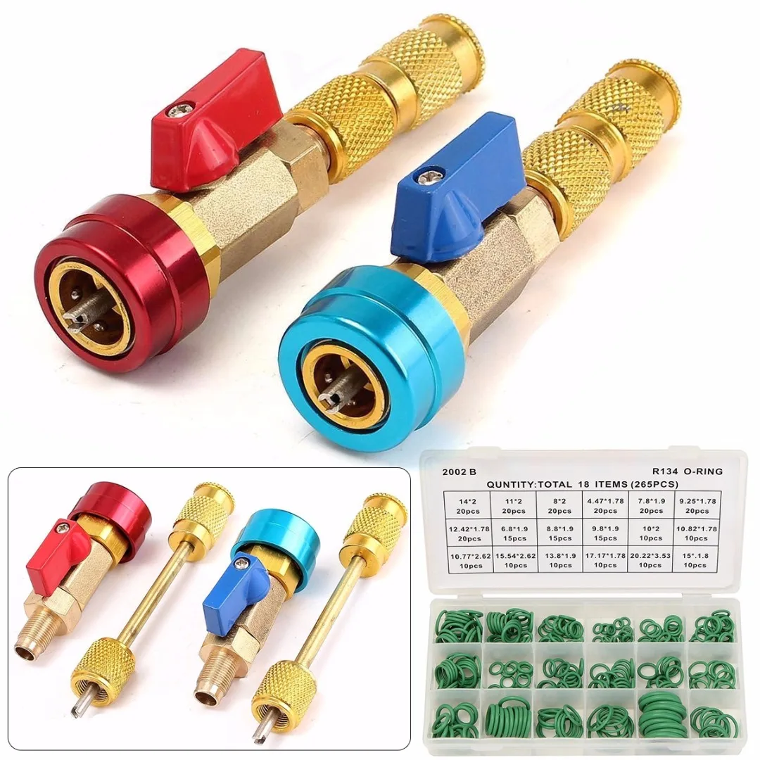 DWZ R134a Valve Core Quick Remover Tool + 265Pcs A/C R12 Car O-Ring Assortment Kit