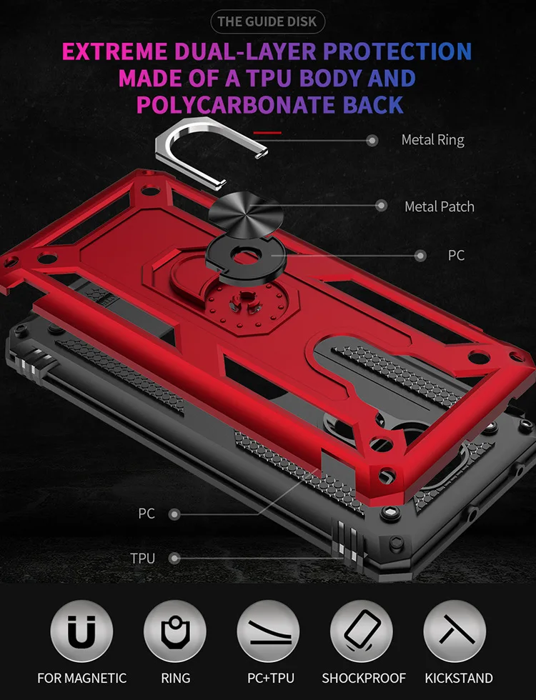 Shockproof for Xiaomi Redmi Note 9 Case Military Armor Drop Protective Ring Holder Magnet Phone Case Redmi Note 9 Pro Redmi 9 H6680e587dc8043f7a81228c663489837U