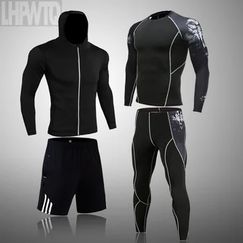 2021 Men Sportswear Compression Suits Breathable Gym Clothes Man Sports Joggers Training Gym Fitness Tracksuit Running Sets 4XL 1