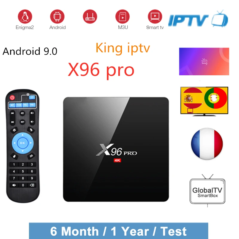 X96 PRO Amlgoic S905W Android 9,0 tv Box 2 Гб 16 Гб H.264 4K Wi-Fi передатчик для интернет-телевидения подписка испанско-португальский Netflix 1 год обновленная ТВ коробка