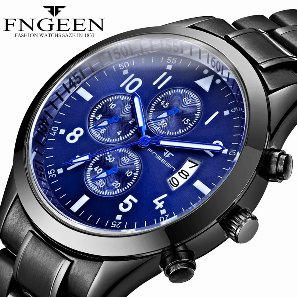 

Classic Blue sport Men's Watch New Casual Business Quartz Wristwatch Steel 30M Waterproof Watch Male Clock Hodinky Men's Watches