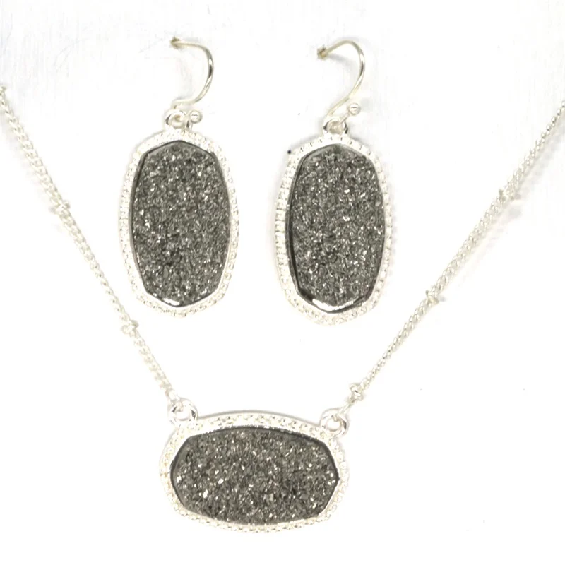 Большой переливающийся кулон Drusy с друзой 11 цветов ожерелье подходящими
