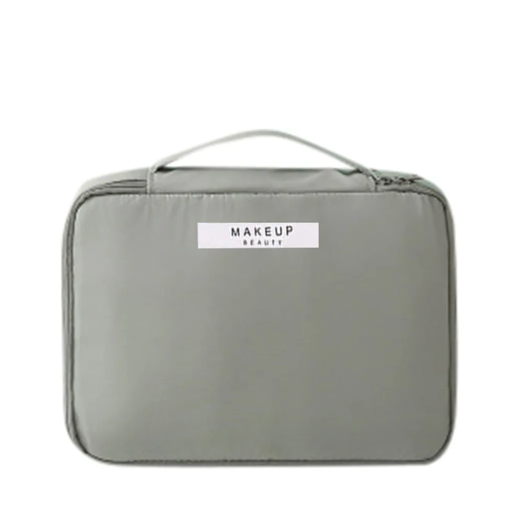 Женская сумка для макияжа, однотонная цветная косметика, прямоугольный чемодан, дорожная сумка, сумка для туалетных принадлежностей, органайзер для путешествия Mujer Bolsas - Цвет: Green L