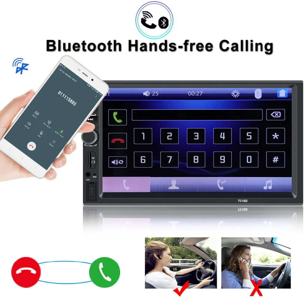 Автомагнитола 2 Din Mp5 плеер Bluetooth Handsfree сенсорный экран авто радио обратное изображение поддержка камеры заднего вида Mirrorlink 7018b
