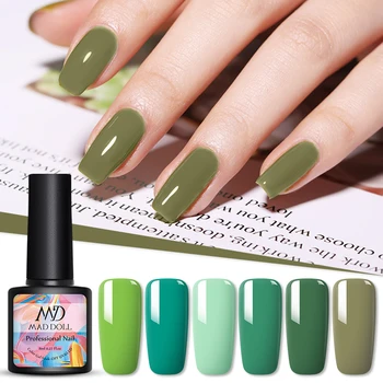 

MAD DOLL Blue Red Pink Green Yellow Color Gel Nail Polish UV LED Lamp Semi Permanent Varnish Hybird Base Top Matte Gel Nail