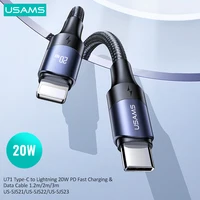 USAMS 3 in 1 USB Cable For iPhone 13 Pro Max 12 PD 100W USB Type C Data Cable For Xiaomi Huawei Samsung 6A Fast Charging Cable
