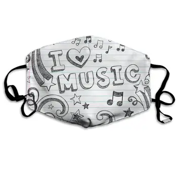 

Mouth Mask For Daily Dress Up, Love Music Anti-dust Mouth-Muffle, Washable Reusable Holiday Half Face Masks For Mens And Womens