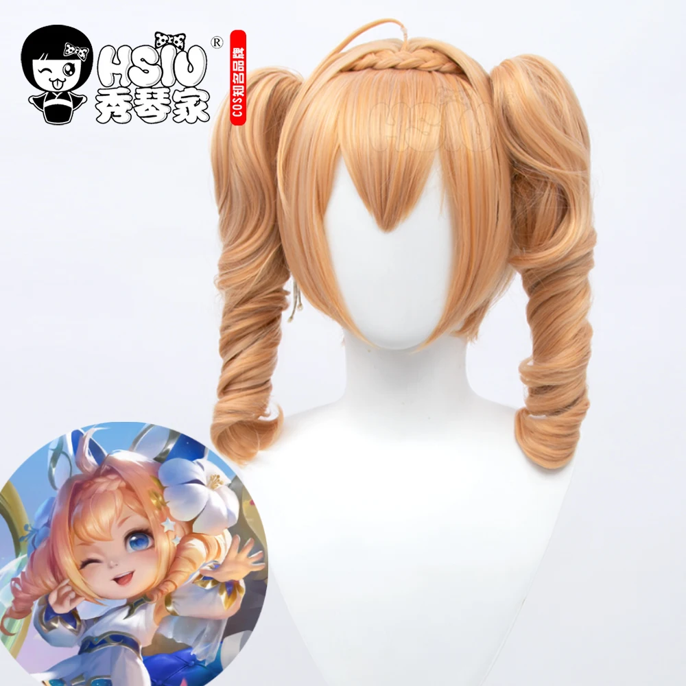 

HSIU Game King of Glory cosplay Game skin cai wen ji cosplay wig Cream yellow Short hairr