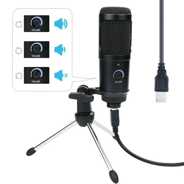 Micrófono condensador de estudio profesional para grabación de voces en ordenador, con soporte, USB, para transmisión de voz Vocal, Karaoke 5