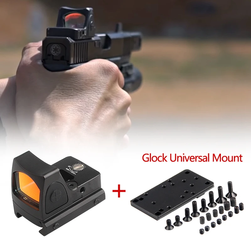 Mini RMR Red Dot Glock Collimator Scope Reflex Pistol Sight With Glock Universal Mount Airsoft Hunting Rifle Optical Sight Scope
